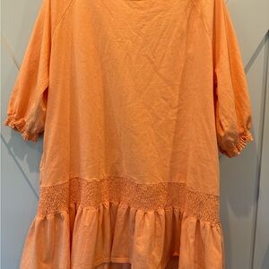 Free People Orange Ruffled Tiered Mini Dress